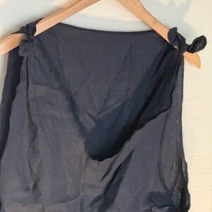 Deiji Studios Black Tie Shoulder Top Size M/L Minimalist